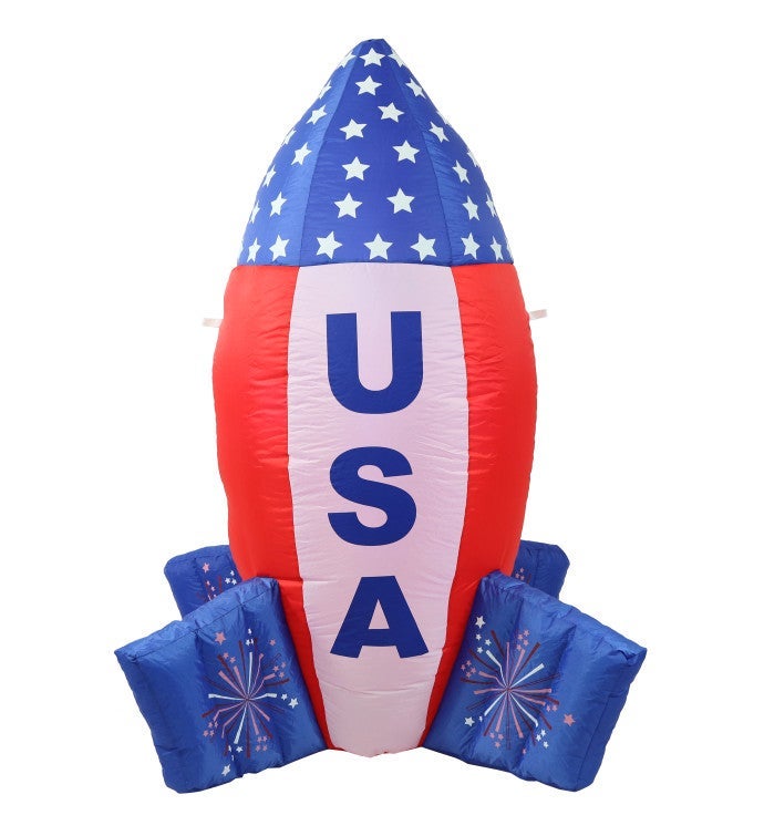 American Rocket Ship Patriotic Inflatable Decoration - 4-foot